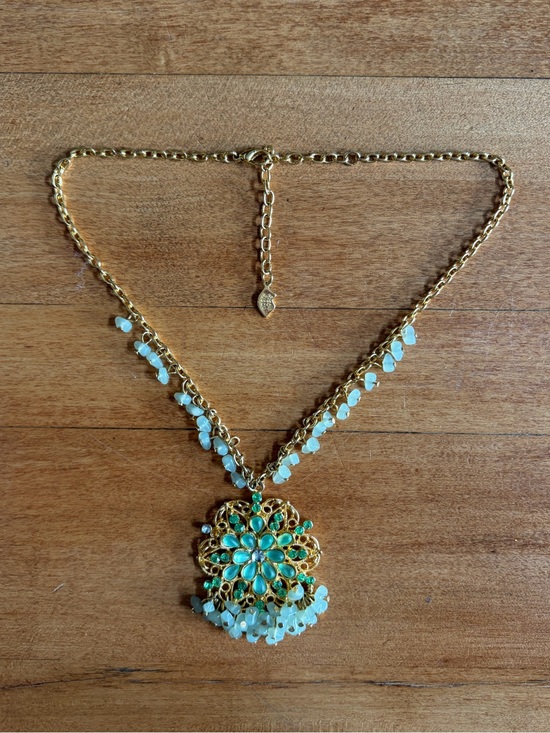 Bisou Bisou Jewelry - Bisou Bisou Gold-Tone Necklace with Aqua Floral Pendant